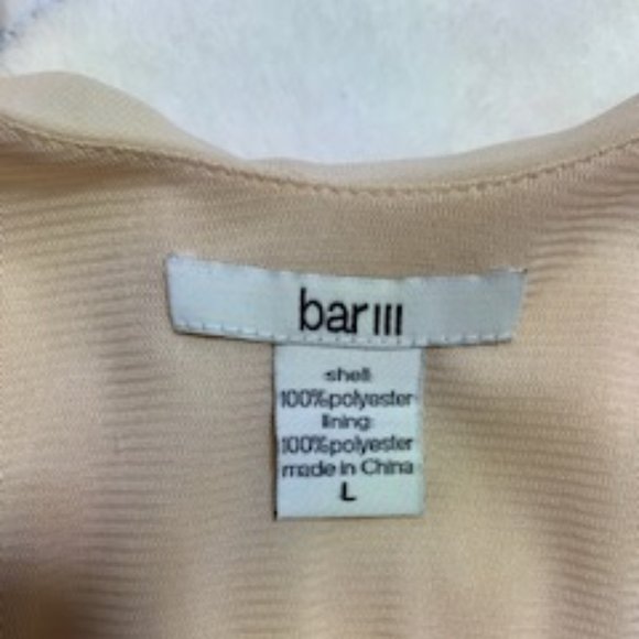 Champagne colored spaghetti strap high low dress with sheer overlay- L - Picture 2 of 3